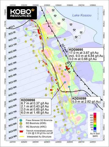 Figure 1: Road Cut Zone Drill Hole Location Map and Simplified Geology